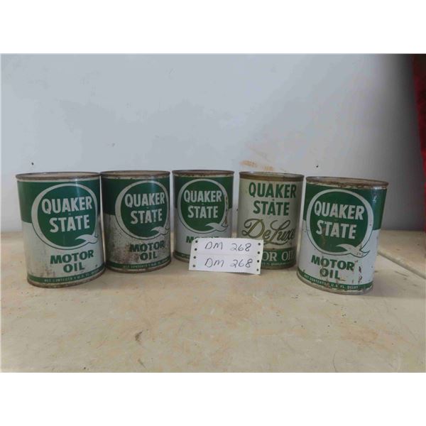 5 Quaker State Oil Tins with Product