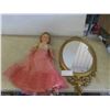 Image 1 : Vintage Doll 28'' Tall , Gold Colored Framed Oval Mirror 16'' x 31''