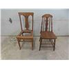 Image 1 : 2 Wood Chairs - 1 Needs Repair on Seat