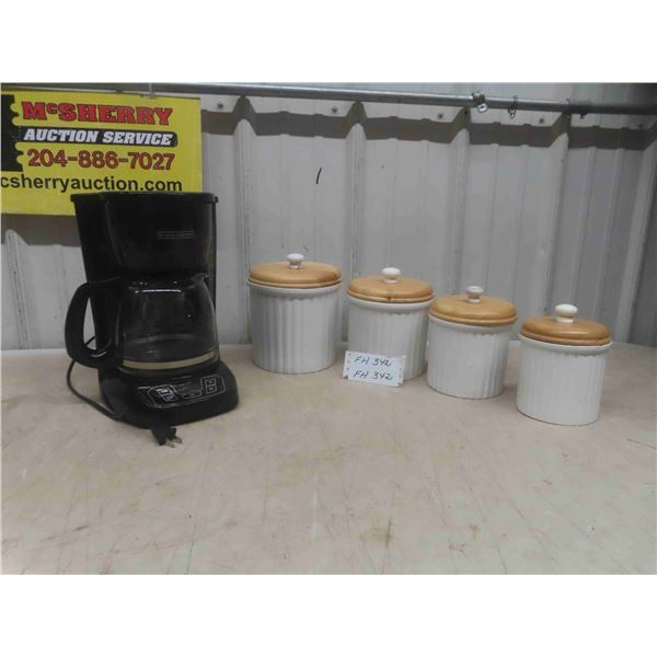 Black and Decker Auto Coffee Maker , 4 Piece Canister Set with Lids