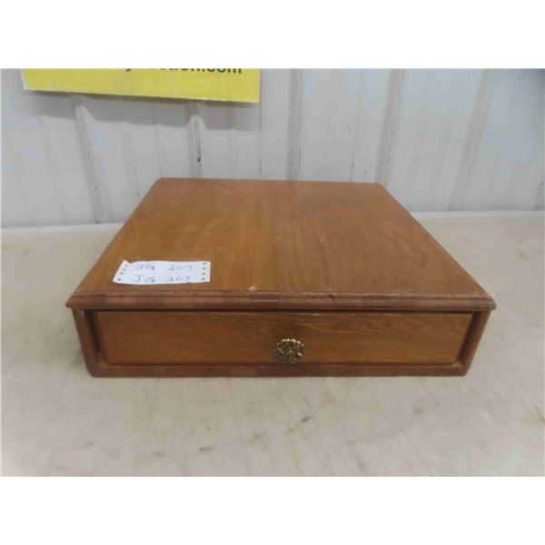 Oak Table Top Cash Box 18 3/4'' x 19 1/2'' Great for Shows or Store to Conceal 