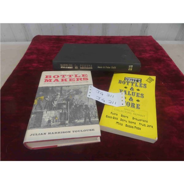 3 Bottle Books : 1977 Bottles of Canada , 1971 Bottle Makers , Unitts Bottles Values