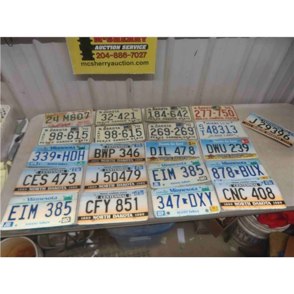 21 US License Plates: North Dakota, South Dakota, Minnesota