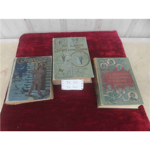 3 Vintage Books: 1881 Colonial Days Stories and Ballads for Young Patriots, 1889 Light