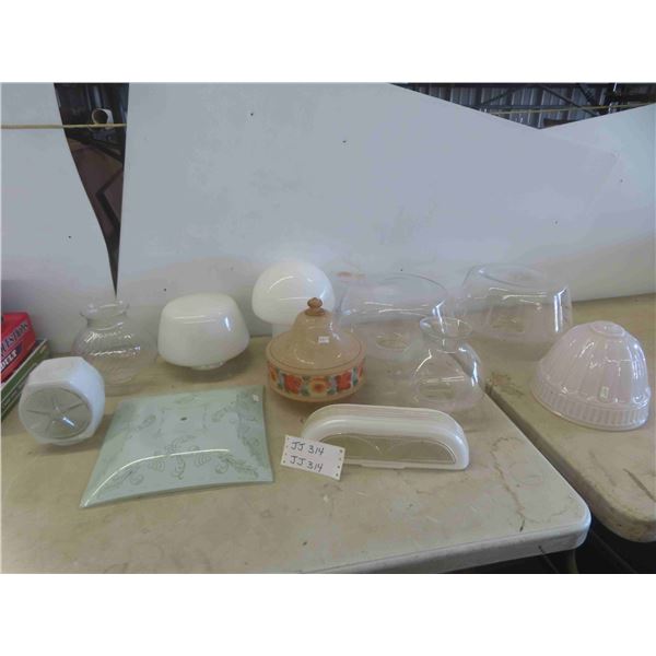 11 Glass Lamp Shades Various Sizes and Styles
