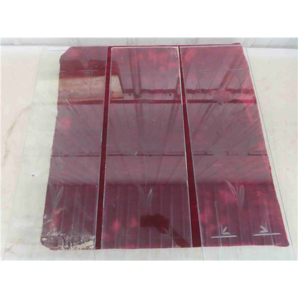 3 Pieces of Etched Glass 29 1/4'' x 9 3/8''