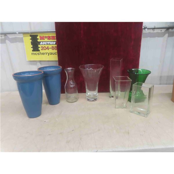Assortment of Vases : Ceramic , Blues , Matching & Others