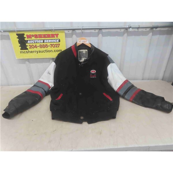 Leather and Melton Wool 'Pauls Hauling' Jacket No Size on Tag , Seems 
