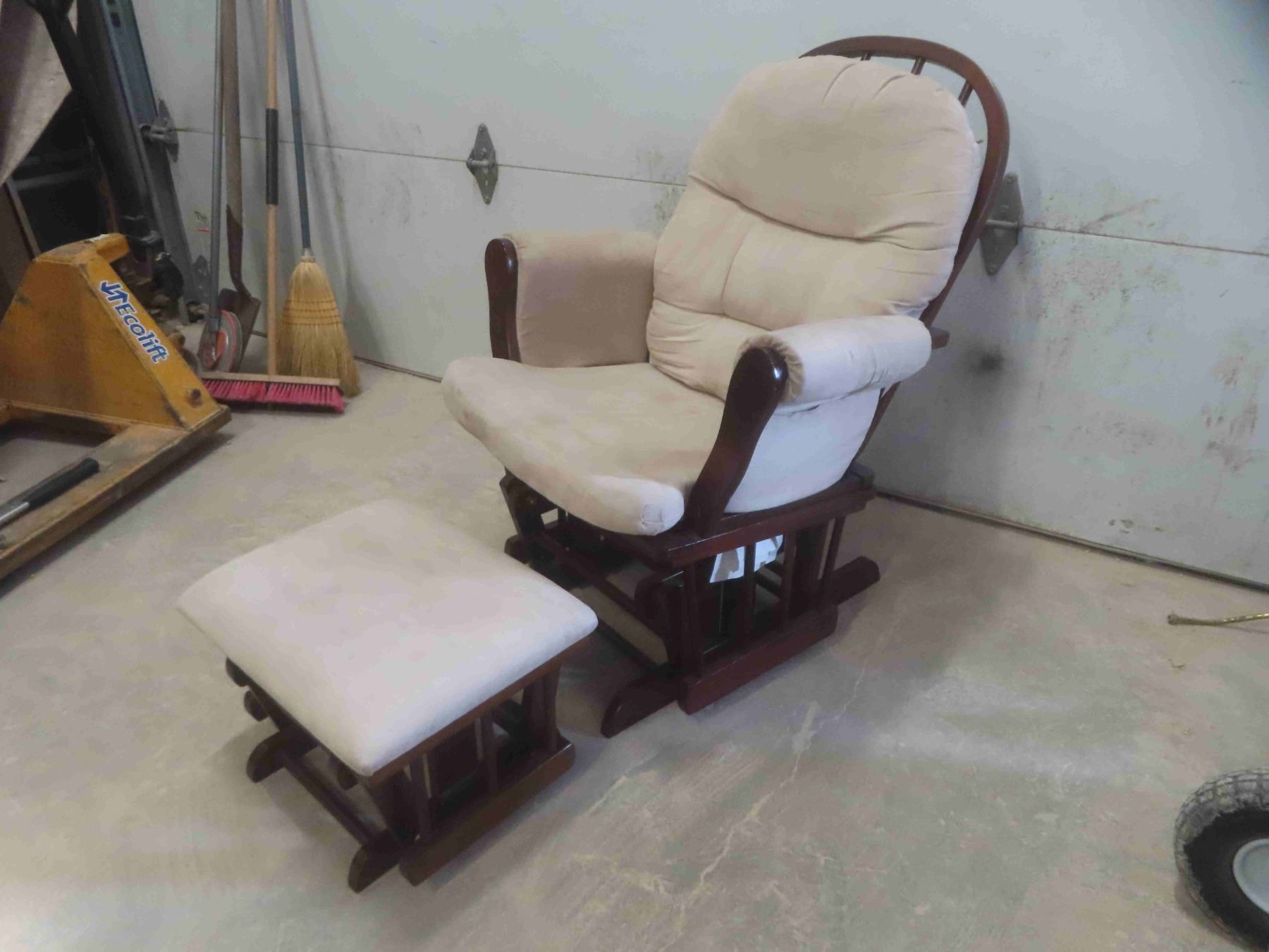 Stool With Rocker Bottom Glider Rocker with Matching Glider Foot Stool - McSherry Auction ...