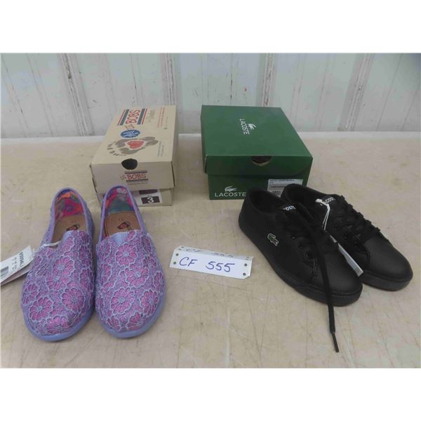 New 2 Pairs of Kids Shoes : Lacoste Size 13 , Lil Bobs Size 3