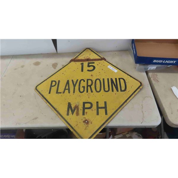 Older Metal 15MPH Playground Traffic Sign 