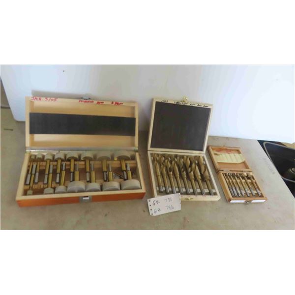 2 Forestry Bit Sets 1/4'' to 2 1/8'' & 1/4'' to 1'' , Set of Drill Bits 9/16''-1''