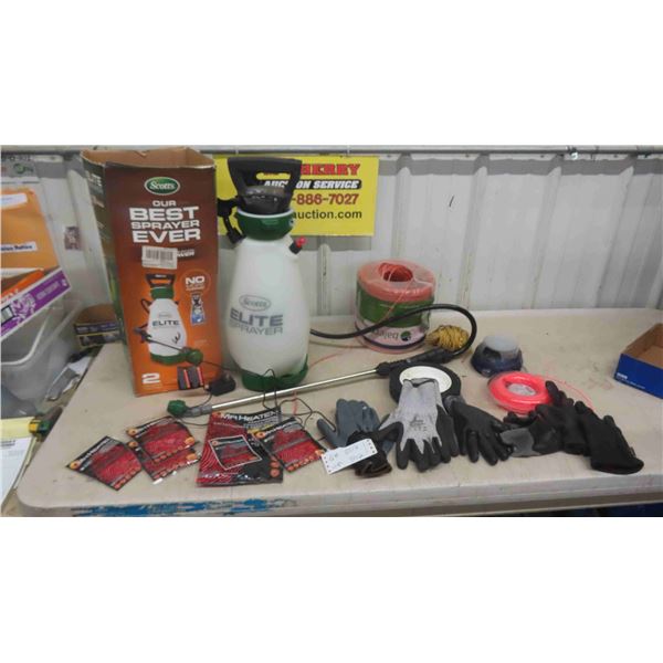 Scotts Elite Sprayer , Mr Heater Hand Warmers, Gloves , Twine , Plus