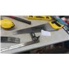 Image 9 : Various Carpentry Tools : Saws, Levels, Tool Belt, Hammer, Nail Puller, Squares & More 