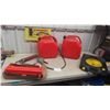 Image 1 : 2 Gas Cans , Oil Catcher, Grease Gun , Magnetic Road Flares