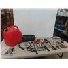 Image 1 : Plastic 5 Gallon Gas Container, Hack Saw, Screwdrivers, Clamp, Hammer &