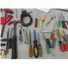 Image 7 : Plastic 5 Gallon Gas Container, Hack Saw, Screwdrivers, Clamp, Hammer &