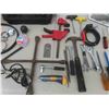 Image 8 : Plastic 5 Gallon Gas Container, Hack Saw, Screwdrivers, Clamp, Hammer &