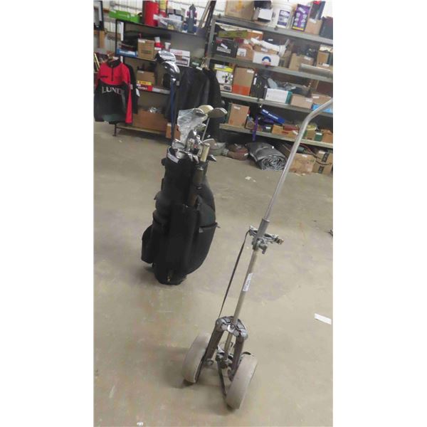 17 Right Handed Golf Clubs, Bag & Cart