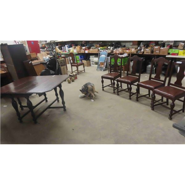 Oak Gate Leg Table , Leaf & 4 Chairs 