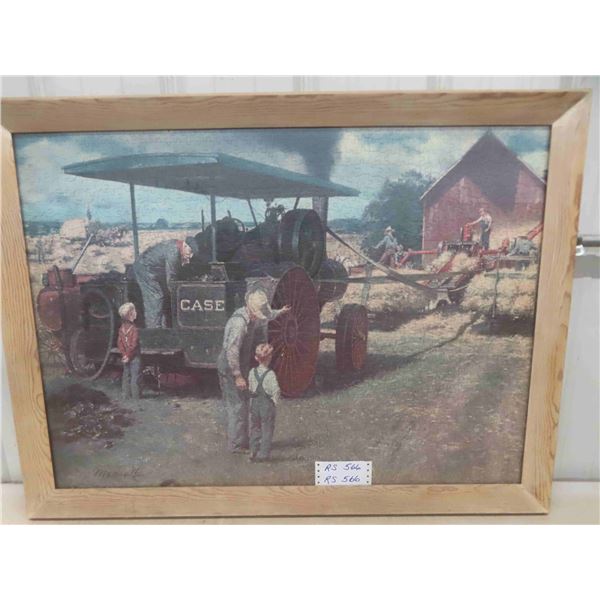 Framed Puzzle Picture of Case Steam Tractor 39'' x 30'' 