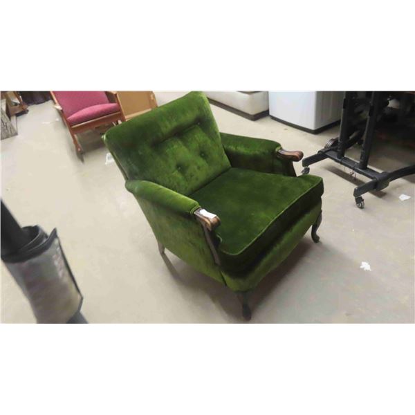 Green Button Back Arm Chair 