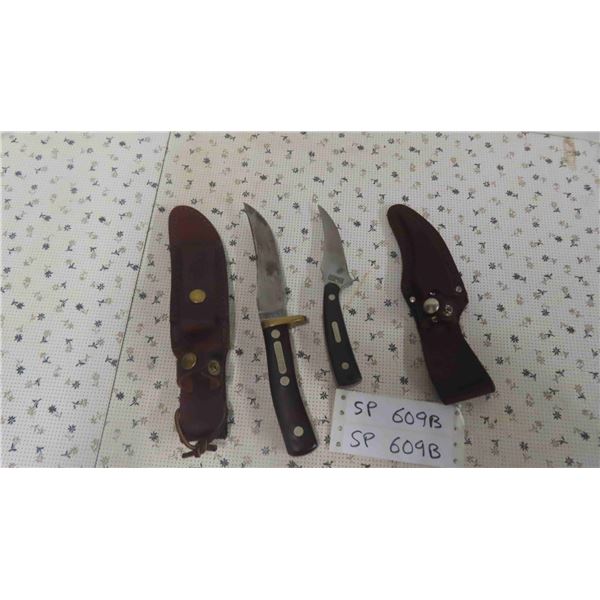 2 Hunting Knives Old Timer Schrade with Holster 9'' + 7'' 