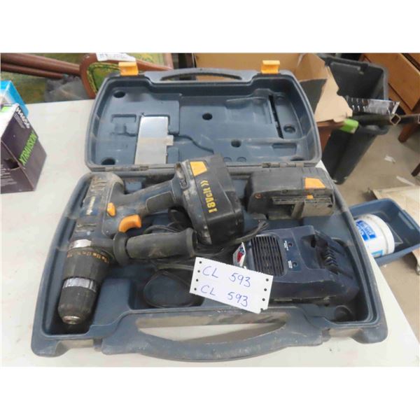 Master Craft Cordless 18V Drill w/Charger, 2 Batteries & Case