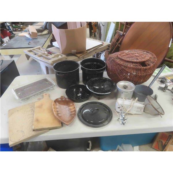Hand Mixer, Cassarole Dish,Pots, Strainers,Basket & More 