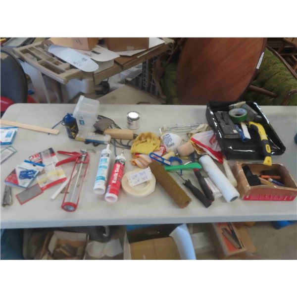 Paint Supplies: Caulking, Rollers, Paint Tarp, Sanders, Scraper, Caulking
