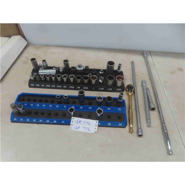 Metric and Standard 1/2" Drive Sockets, Rachet, Strong Bar, 