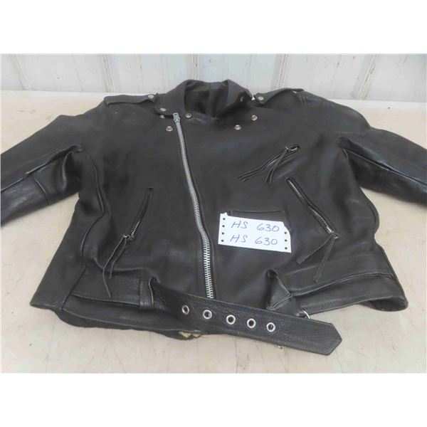 Leather Motorcycle Jacket Lined Size Large
