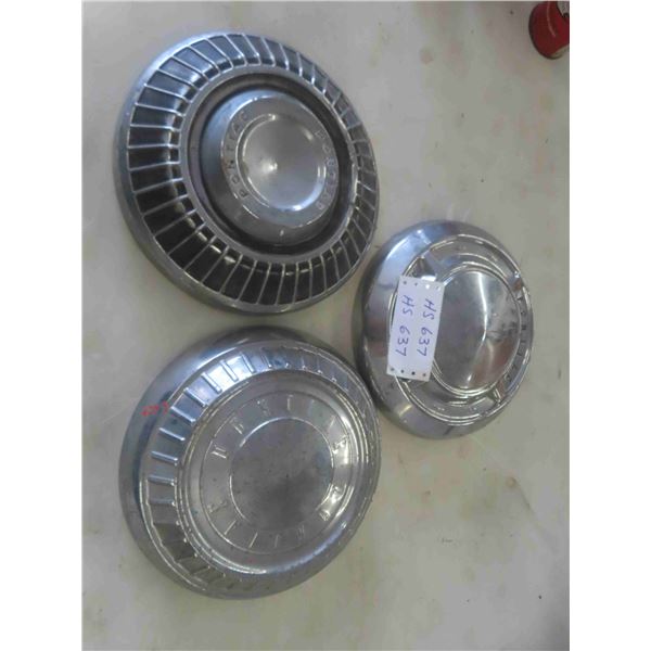 (3) Pontiac Dog Dish Hubcaps
