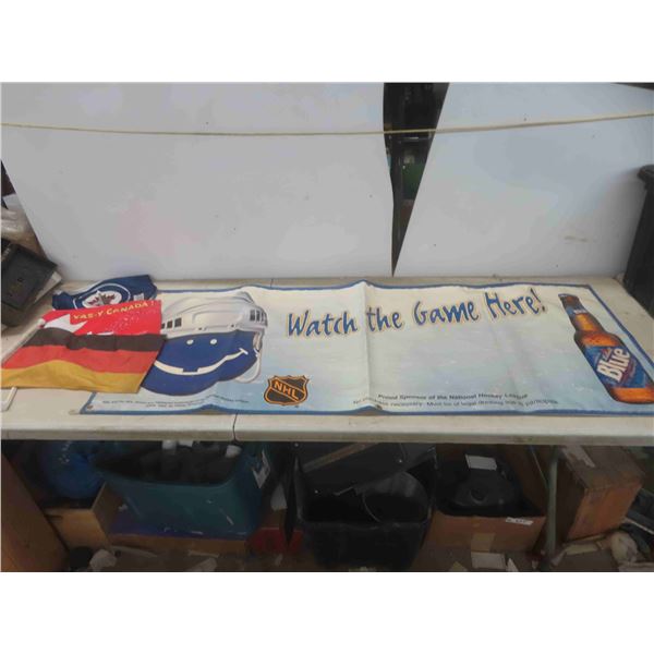 Labatt Blue/ NHL Banner 58" x 24", Jets & Coca Cola Car Flag
