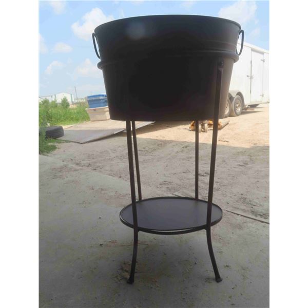 Metal Bucket in Stand 17 1/2" X 12 1/4 " X 31" High