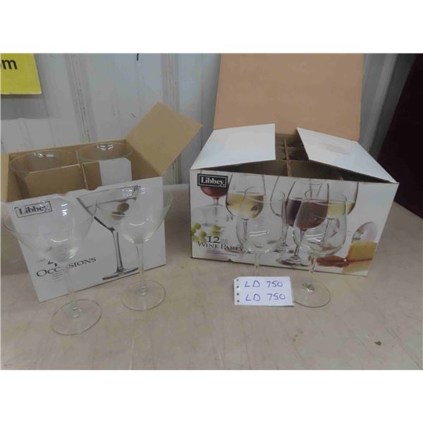 12 Wine & 4 Martini Glasses