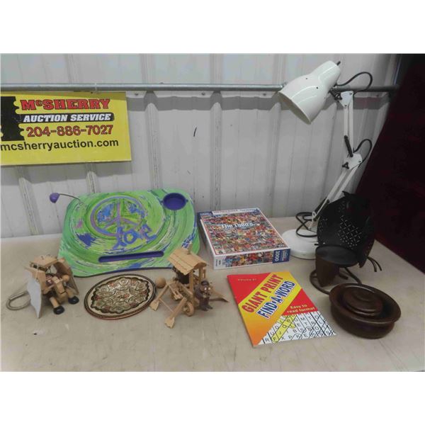 Desk Lamp, Puzzle, Hanging Wooden Wind Movers, Lap Table & More
