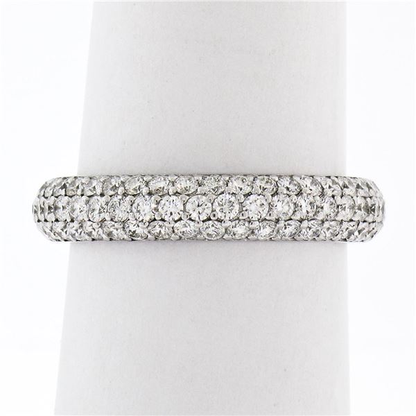 Javda 14K White Gold 2.50 ctw Diamond 4.15mm Domed 3 Row Eternity Band Ring Sz 7