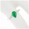 Image 3 : Vintage 14K White Gold 0.71 ctw FINE Pear Colombian Emerald Solitaire Bypass Rin