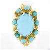 Image 1 : Vintage 18k Gold Large Oval Cabochon Cut Turquoise Open Coral Reef Freeform Ring