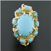 Image 2 : Vintage 18k Gold Large Oval Cabochon Cut Turquoise Open Coral Reef Freeform Ring