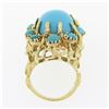 Image 8 : Vintage 18k Gold Large Oval Cabochon Cut Turquoise Open Coral Reef Freeform Ring