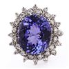 Image 1 : 12.47 ctw Tanzanite and 0.59 ctw Diamond 14K White Gold Ring