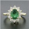 Image 2 : NEW Classic 14k Gold 2.02 ctw Oval Emerald Solitaire w/ Round Diamond Halo Ring