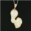 Image 7 : Vintage 14K Yellow Gold Large Baroque Pearl Solitaire Pendant 18" Chain Necklace