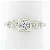 Image 1 : Vintage 14k White Gold 0.37 ctw Round Diamond Solitaire & Accents Engagement Rin