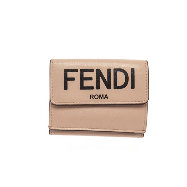 Fendi Pink Leather Micro Trifold Wallet