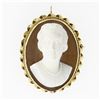 Image 1 : Vintage 14k Gold Concave Carved Shell Cameo Twist Wavy Frame Pendant Brooch Pin