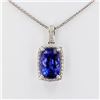 Image 2 : 9.20 ctw Tanzanite and 0.39 ctw Diamond Platinum Pendant/Necklace (GIA CERTIFIED