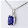 Image 3 : 9.20 ctw Tanzanite and 0.39 ctw Diamond Platinum Pendant/Necklace (GIA CERTIFIED